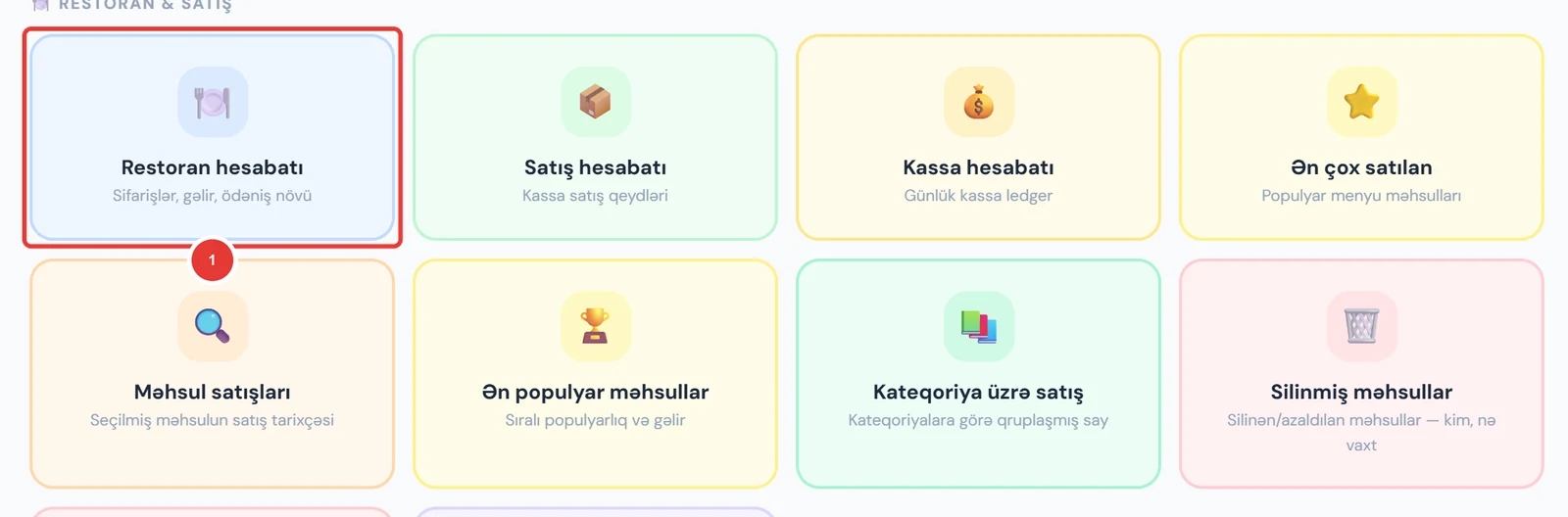 Hesabatlar səhifəsi