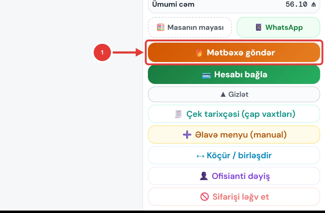 Mətbəxə göndər düyməsi
